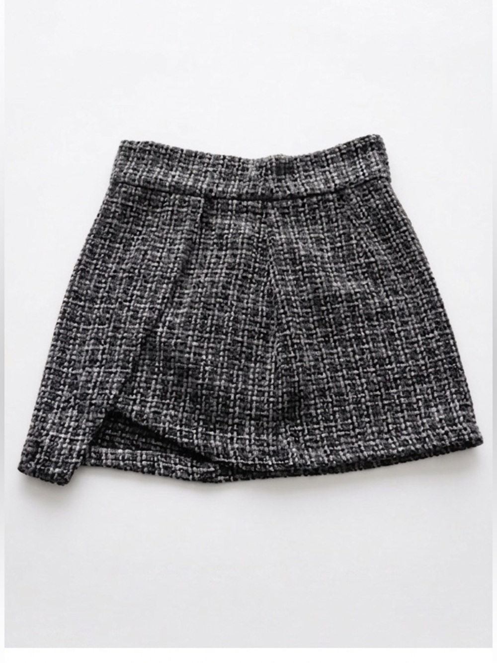 SHEIN Monochrome Asymmetrical Black & White Tweed Mini Skirt Women’s Large